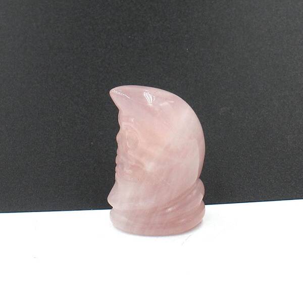 Natural Rose Quartz Moon with Human Face Figurines Statues for Home Office Desktop Decoration
