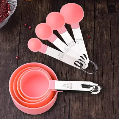 8pcs Household Measuring Cups & Spoons Set, Stackable Measuring Spoons With Stainless Steel Handles, Kitchen Measuring Utensi...