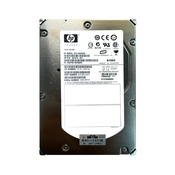 487673-001 HP 146GB 3Gb/s SAS 15000 3.5-inch Hard Drive