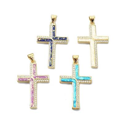 Brass Micro Pave Clear Cubic Zirconia Pendants