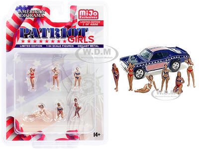 Patriot Girls 6 piece Diecast Figurines Set Limited Edition to 4800 pieces Worldwide for 1/64 Scale Models by American Dioram...
