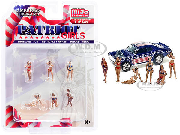Patriot Girls 6 piece Diecast Figurines Set Limited Edition to 4800 pieces Worldwide for 1/64 Scale Models by American Dioram...