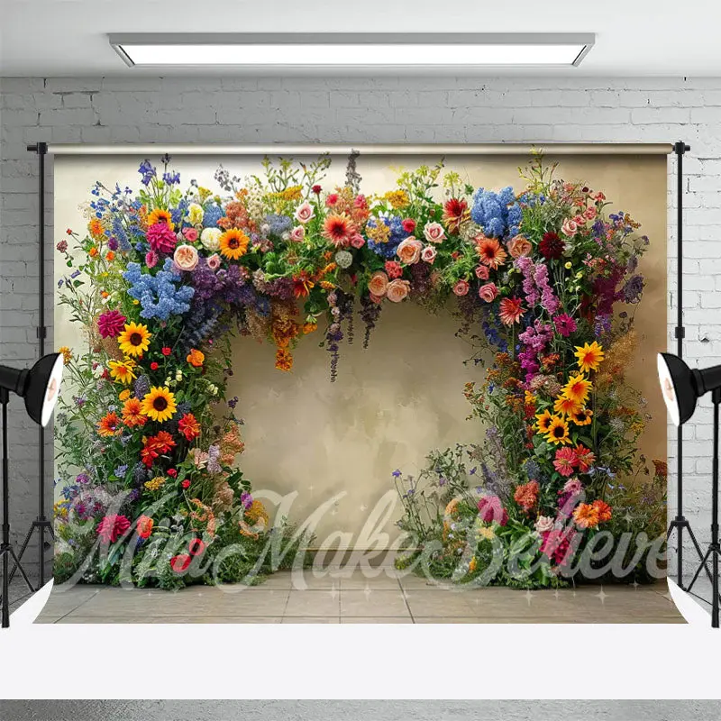 Spring Colorful Floral Arch Wall Photography Backdrop - Aperturee