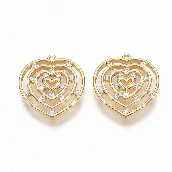 Brass Micro Pave Clear Cubic Zirconia Pendants