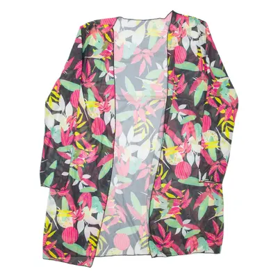Womens Kimono Top Black Long Sleeve Floral M
