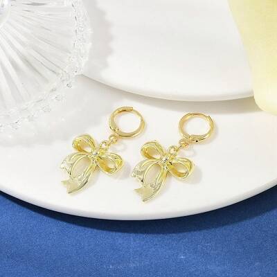 Bowknot Alloy Hoop Earrings
