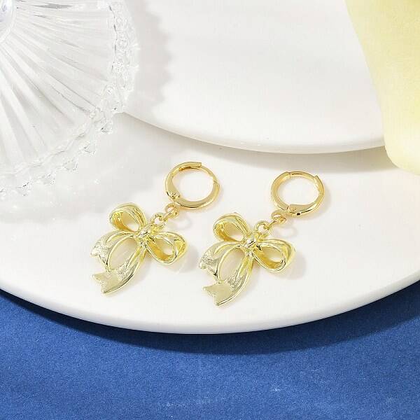 Bowknot Alloy Hoop Earrings