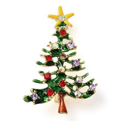 Christmas Alloy Colorful Rhinestone Brooches
