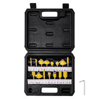 VEVOR Router Bits Set, 15 Pieces, Carbide Router Bit Kit with 1/4 Inch Shank, Plastic Carrying Case, Woodworking Tools for Pr...
