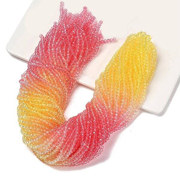 Transparent Painted Glass Beads Strands