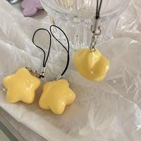 Cute Star Shaped Design Phone Chain, Cute Yellow Star Charm with Black Rope, Cute Accessories for Key & Backpack Phone Case