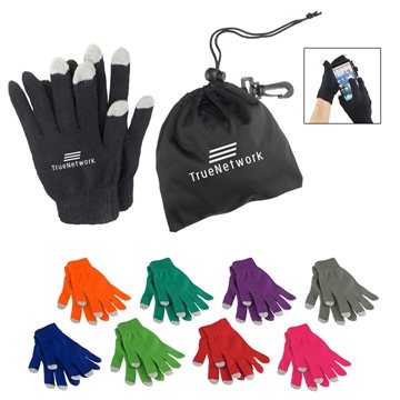 100 Promotional Touch Screen Gloves In Pouch - Acrylon & 3-Finger ...
