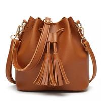 Bucket Bag With Tassel String Pocket Shoulder Handbags Ladies Women Crossbody Bag Women Designer Soft PU Leather Shoulder Bag...