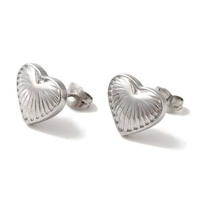 Non-Tarnish 304 Stainless Steel Heart Stud Earrings for Women