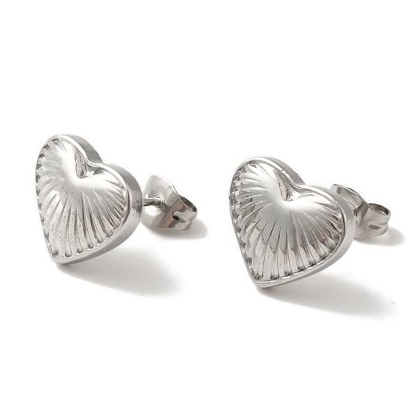 Non-Tarnish 304 Stainless Steel Heart Stud Earrings for Women