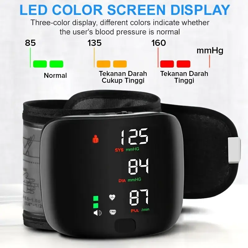 1 piece MD1820 Wrist Blood Pressure Monitor with LCD Display, Adjustable Cuff, Heart Rate Detection and Irregular Heartbeat A...