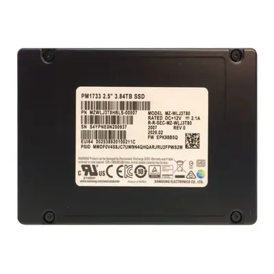 MZWLJ3T8HBLS-00007 Samsung Enterprise PM1733 Series 3.84TB Triple-Level Cell PCI-Express 4.0 x4 NVMe Read-Intensive U.2 2.5-I...