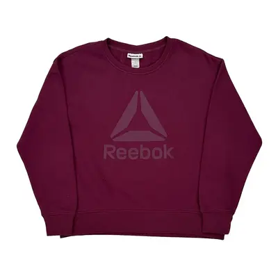 Reebok Spellout Sweatshirt - Medium Burgundy Cotton Blend