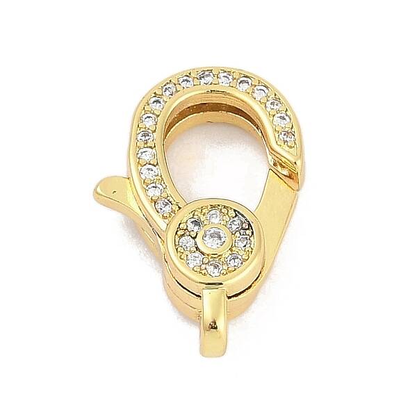 Brass Micro Pave Cubic Zirconia Lobster Claw Clasps
