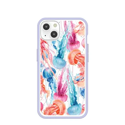 Clear Jellyfish iPhone 13 Case With Lavender Ridge