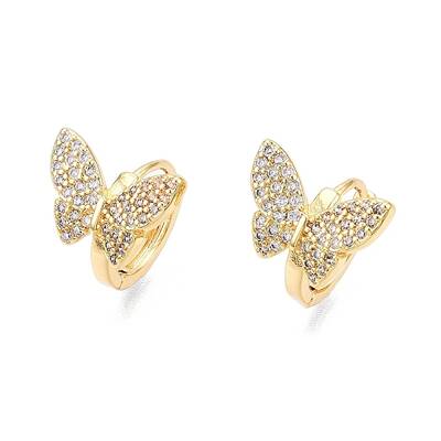Butterfly Clear Cubic Zirconia Hoop Earrings