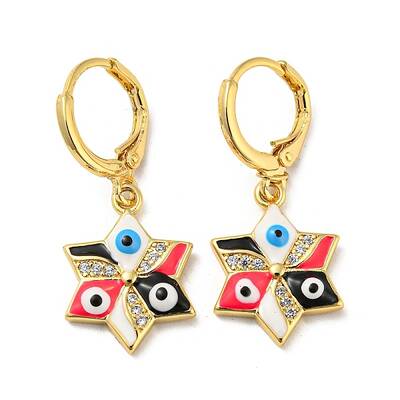 Real 18K Gold Plated Brass Dangle Leverback Earrings