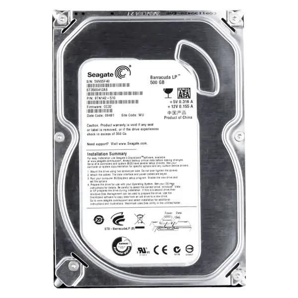 ST3500412AS-R Seagate BarraCuda LP 500GB 3.5-inch 3GB/s SATA 5900RPM 16MB Cache Desktop Hard Drive