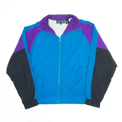 SPORTS ACCENT Blue 90s Colourblock Nylon Lightweight Shell Jacket Mens L