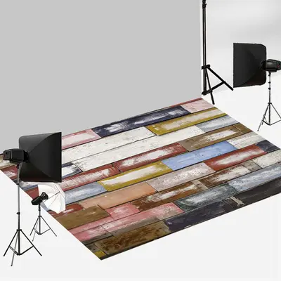 Aperturee White Paint Colorful Board Wooden Floor Backdrop | Fabric Floor For Photography | Fabric Floor Mat Photography | Ph...