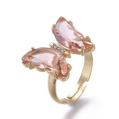 Adjustable Brass Glass Finger Rings