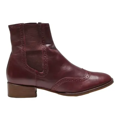 BOCAGE Brogue Chelsea Boots Maroon Leather Womens UK 6