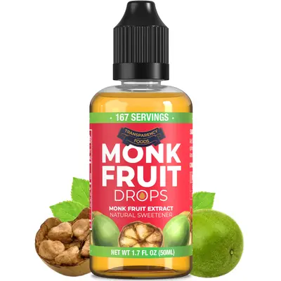 Monk Fruit Extract By Transparency Foods - Zero Sugar, Zero Calories, Zero Glycemic, Keto-Friendly - NEW FORMULA (1.7 FL OZ, ...