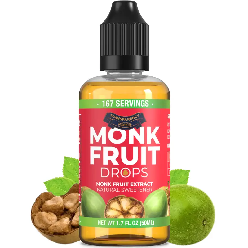 Monk Fruit Extract By Transparency Foods - Zero Sugar, Zero Calories, Zero Glycemic, Keto-Friendly - NEW FORMULA (1.7 FL OZ, ...