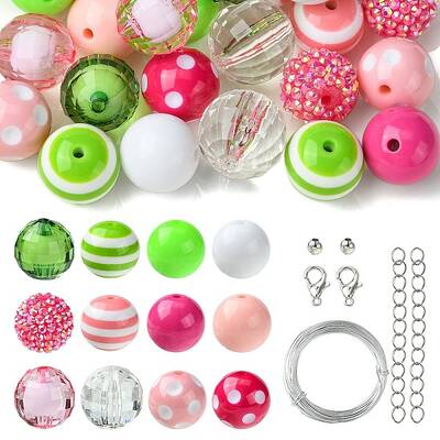 DIY Round Acrylic & Striped Resin Beads Pendants Making Kits