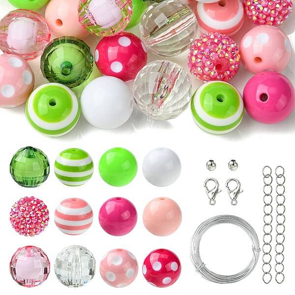 DIY Round Acrylic & Striped Resin Beads Pendants Making Kits