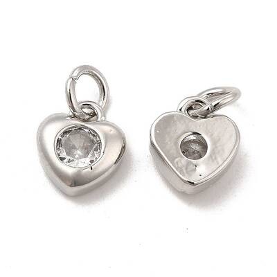 Brass Micro Pave Clear Cubic Zirconia Charms