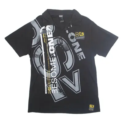 BE SOMEONE REAL Mens T-Shirt Black Collared L