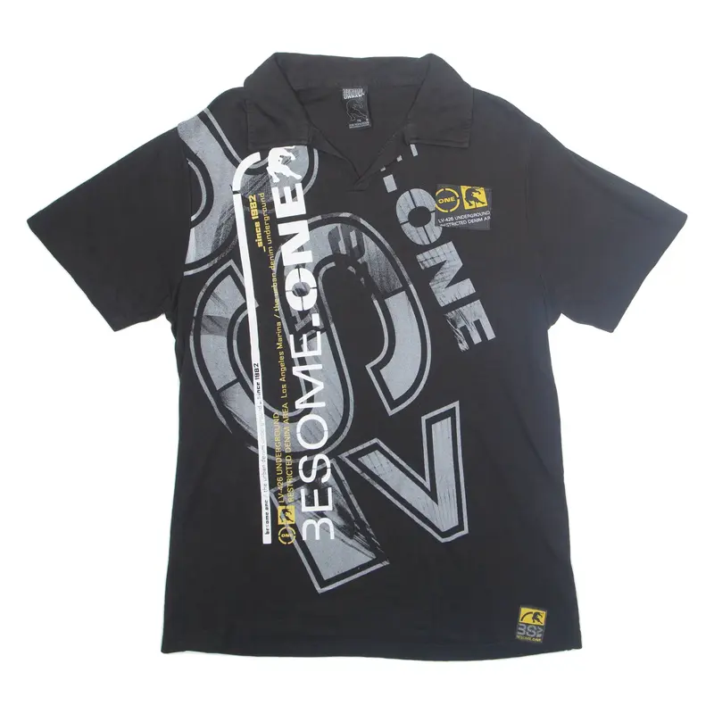 BE SOMEONE REAL Mens T-Shirt Black Collared L