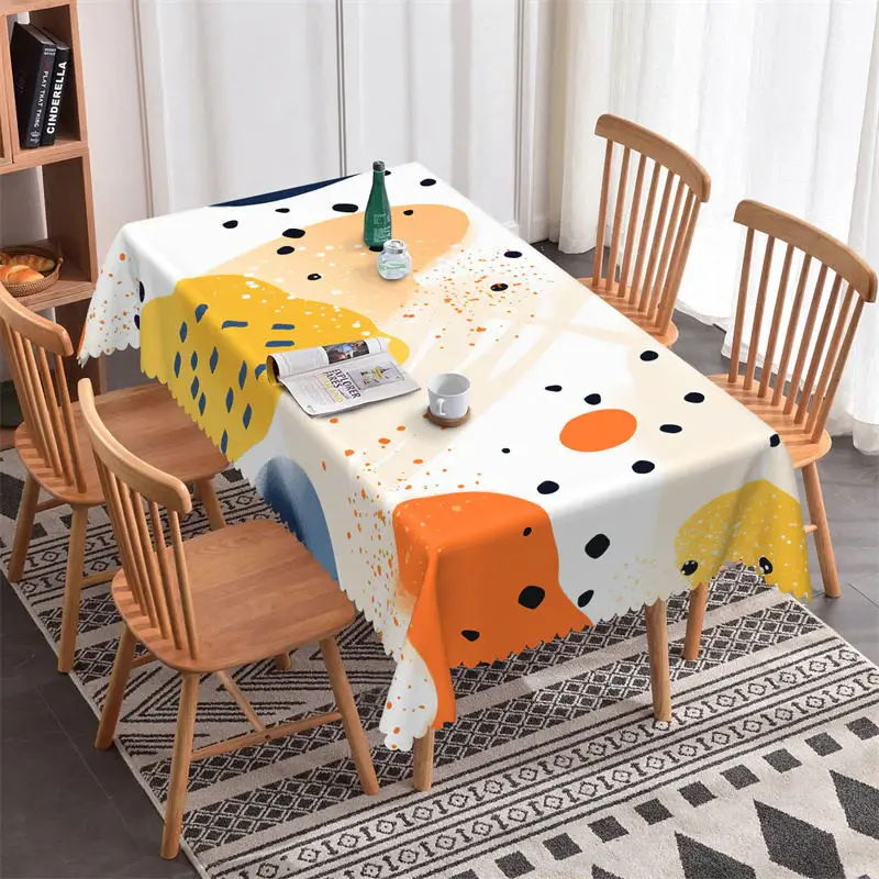 White Orange Patterns Modern Rectangle Tablecloth - Aperturee