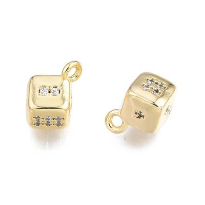 Brass Pave Clear Cubic Zirconia Charms