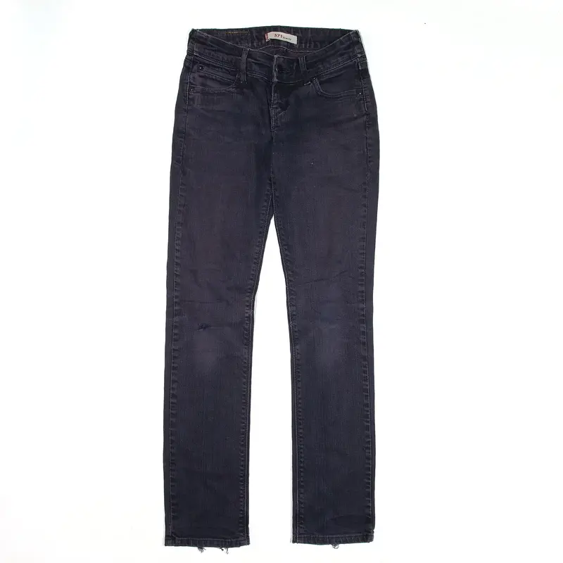 LEVI'S 571 Distressed Jeans Black Denim Slim Straight Womens W25 L32