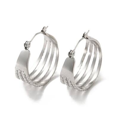 Non-Tarnish 304 Stainless Steel Multi Lines Hoop Earrings for Women