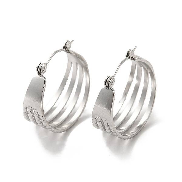 Non-Tarnish 304 Stainless Steel Multi Lines Hoop Earrings for Women