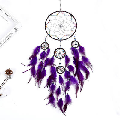Silk Thread Woven Net/Web with Feather Pendant Decoration