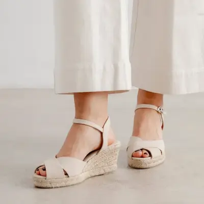 Taggia Organic Canvas Eco Vegan Espadrille Wedges - Beige | Select size: 7.5 US (38EU) | Color: Beige Tan