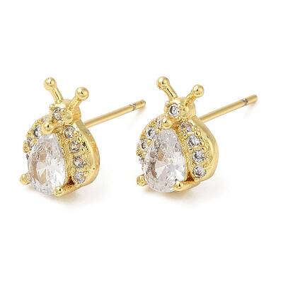 Rack Plating Bee Triangle Dangle Hoop Earrings with Cubic Zirconia