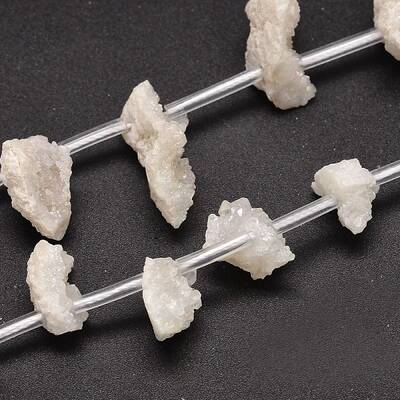 Nuggets Electroplated Natural Druzy Quartz Crystal Beads Strands