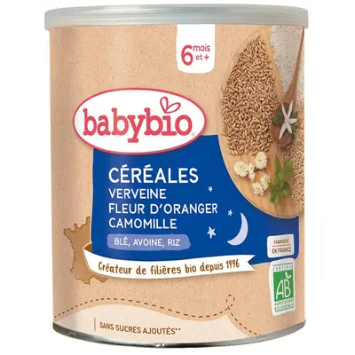 Babybio Night Cereals - 6 months and + - Verbena, Orange Blossom, Chamomile Cereals - ORGANIC 220G