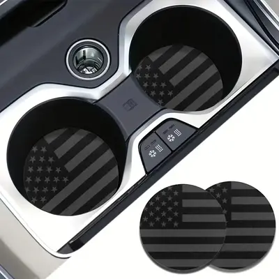 Patriotic American Flag Pattern Car Cup Holder Coaster, Durable Absorbent Car Coaster, Easy To Clean Car Cup Holder Mat, Car ...