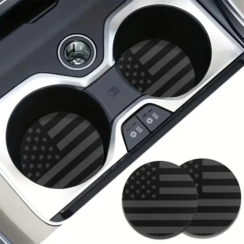 Patriotic American Flag Pattern Car Cup Holder Coaster, Durable Absorbent Car Coaster, Easy To Clean Car Cup Holder Mat, Car ...